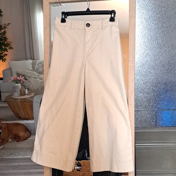 H&M wide-leg capi length khaki size 4 - Picture 1 of 5